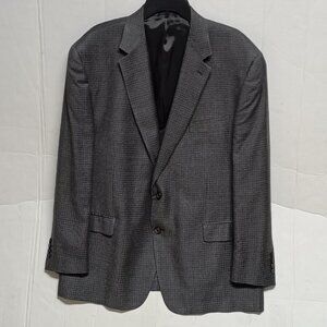 ❤️RALPH LAUREN BLUE LABEL Houndstooth Gray Dark Navy Double Vent Blazer Sz 50R